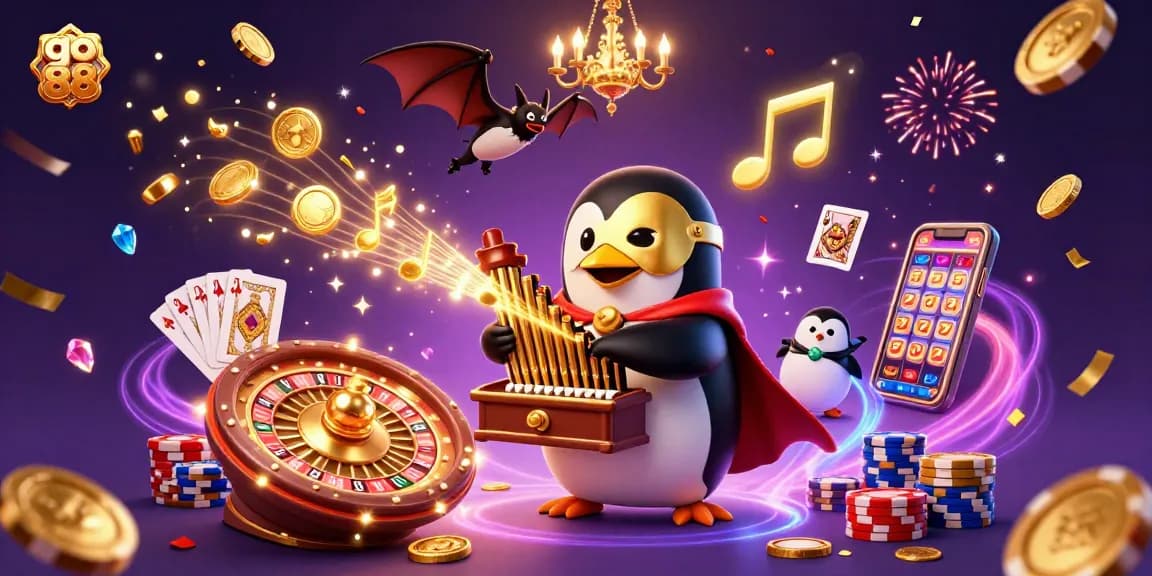 Experience go 88 as the penguin plays the organ showering golden coins like a true casino masterpiece.