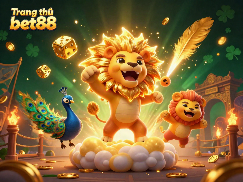 Join the excitement at Trang chủ bet88 with vibrant 3D casino elements and a roaring sun lion.