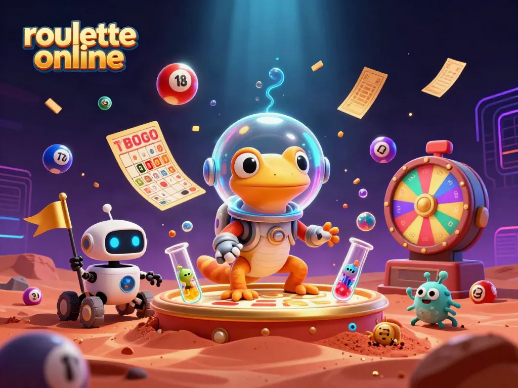Experience thrilling roullete online with alien characters in a vibrant casino setting.