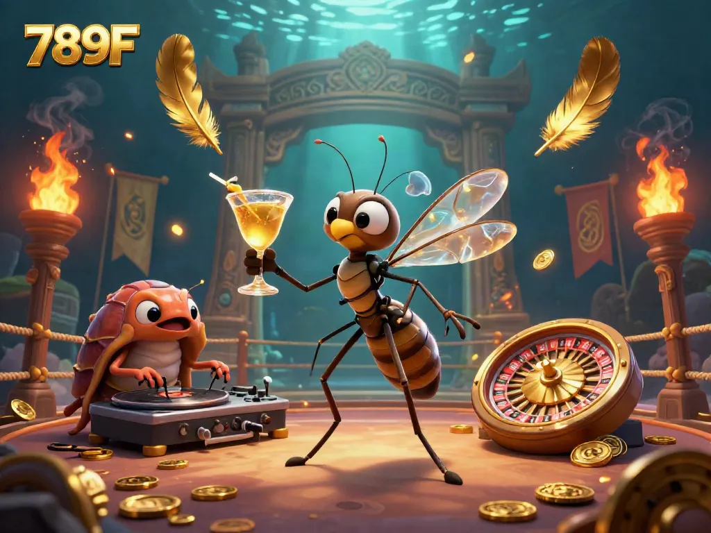 Experience the vibrant world of 789F with animated casino mascots and rich gaming elements