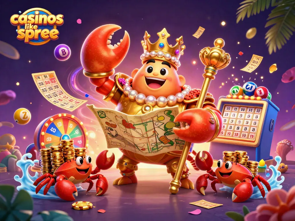 Play thrilling games like spree at vibrant sweepstakes casinos with spinning reels and colorful elements.