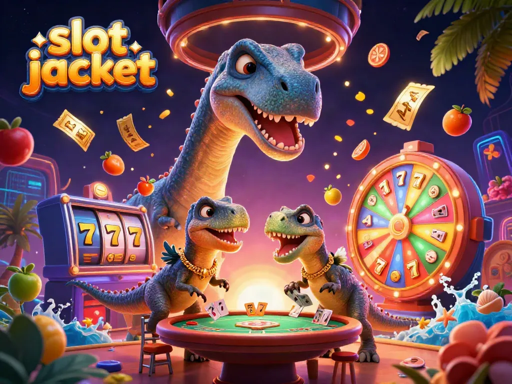 Experience excitement with a dynamic slot jackpot scene featuring a brontosaurus and a clever raptor