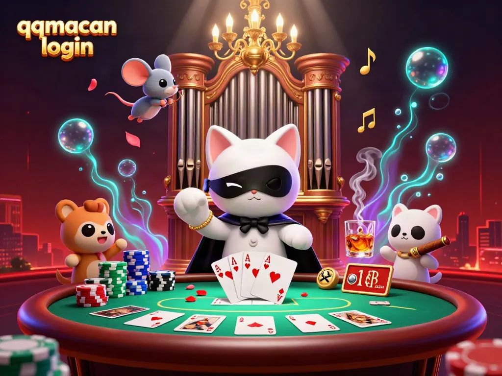 Experience thrilling qqmacan login gameplay with a vibrant casino scene full of magical characters and rich details.