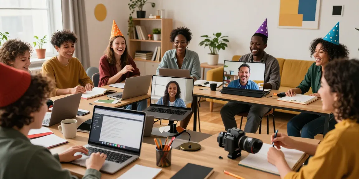 Join engaging online improv classes for adults with diverse participants laughing and reacting in a vibrant virtual workshop setting.