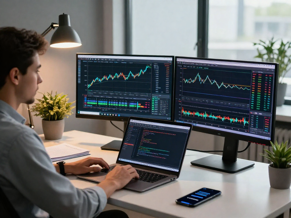 使用MetaTrader 5交易平台的专业交易工作台，显示实时外汇图表和市场深度数据。