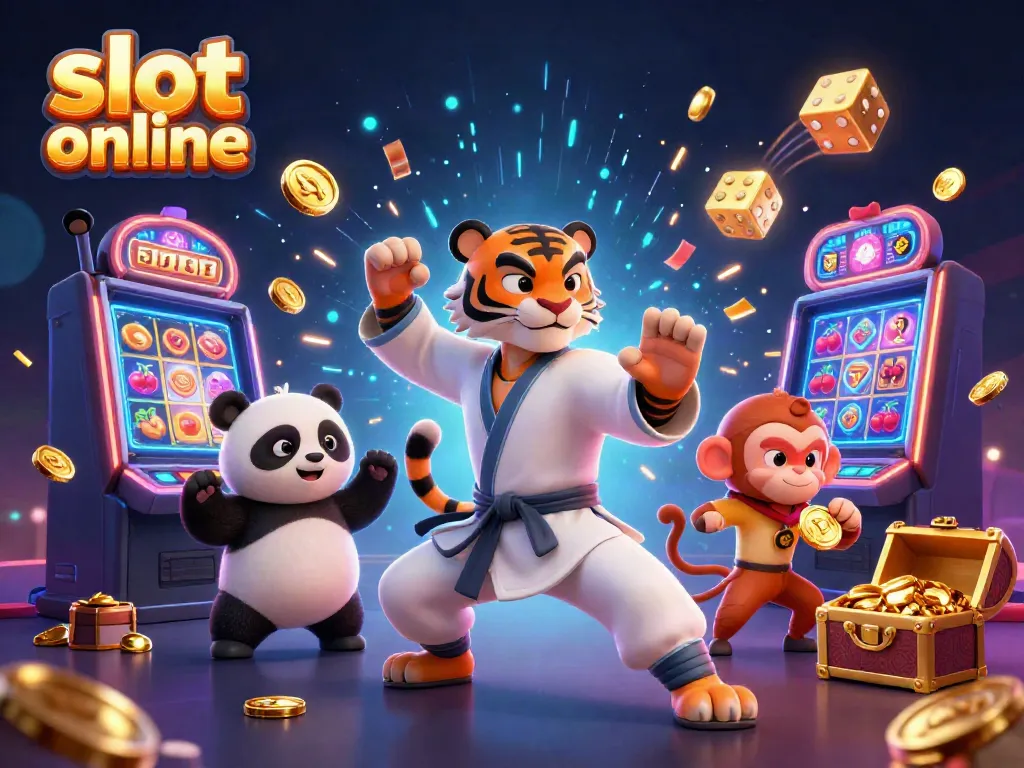 Experience thrilling moments with slot online action, featuring unique cartoon characters and vibrant casino elements.