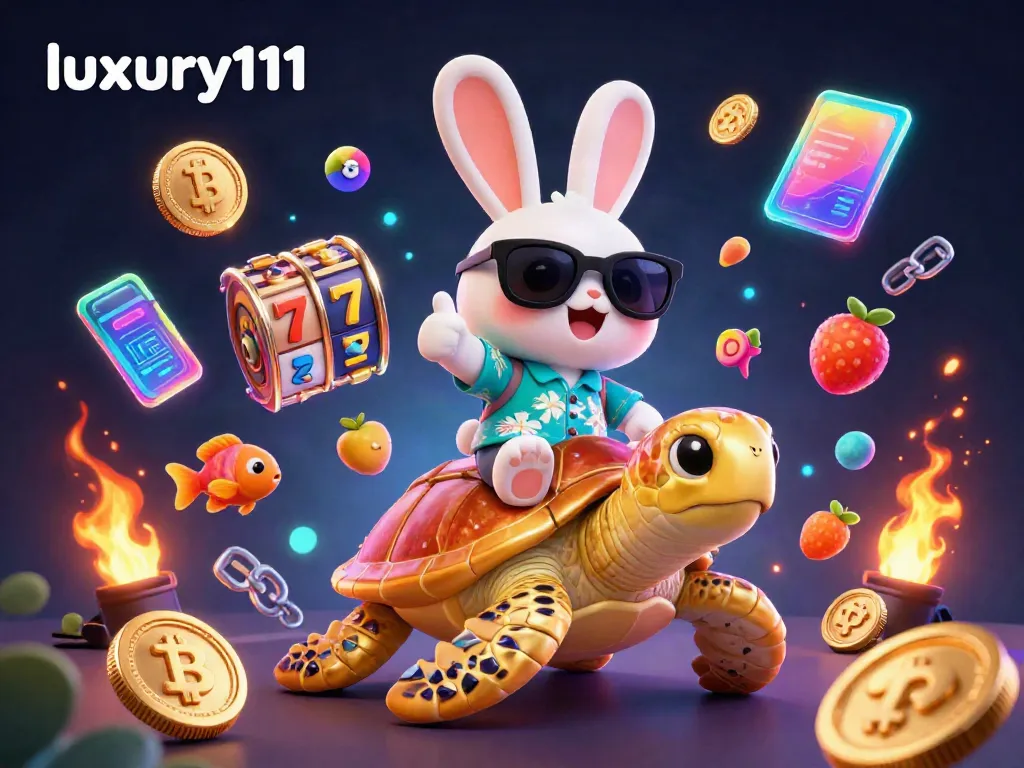 Play thrilling slots with luxury111 featuring vibrant characters and neon crypto elements.