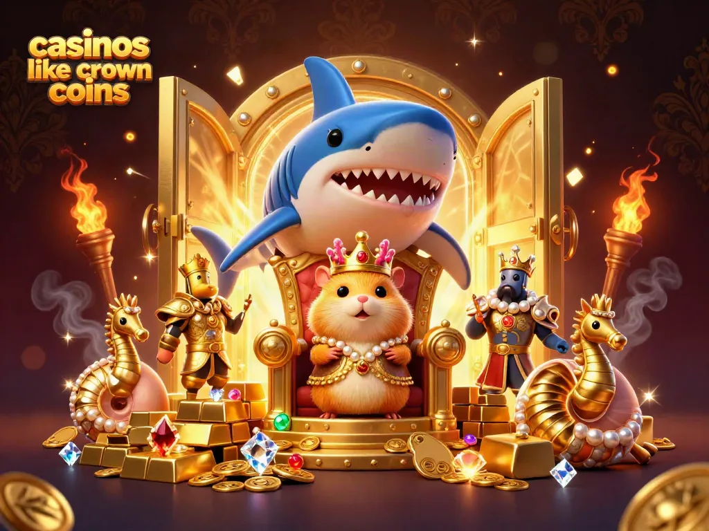 Engage in exciting gameplay at casinos like Crown Coins with this vibrant 3D casino scene.