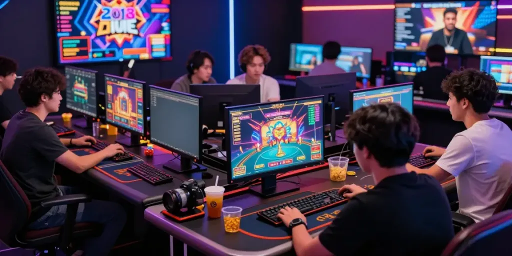 Engaging online gaming scene with players enjoying hargatoto games in a vibrant environment.