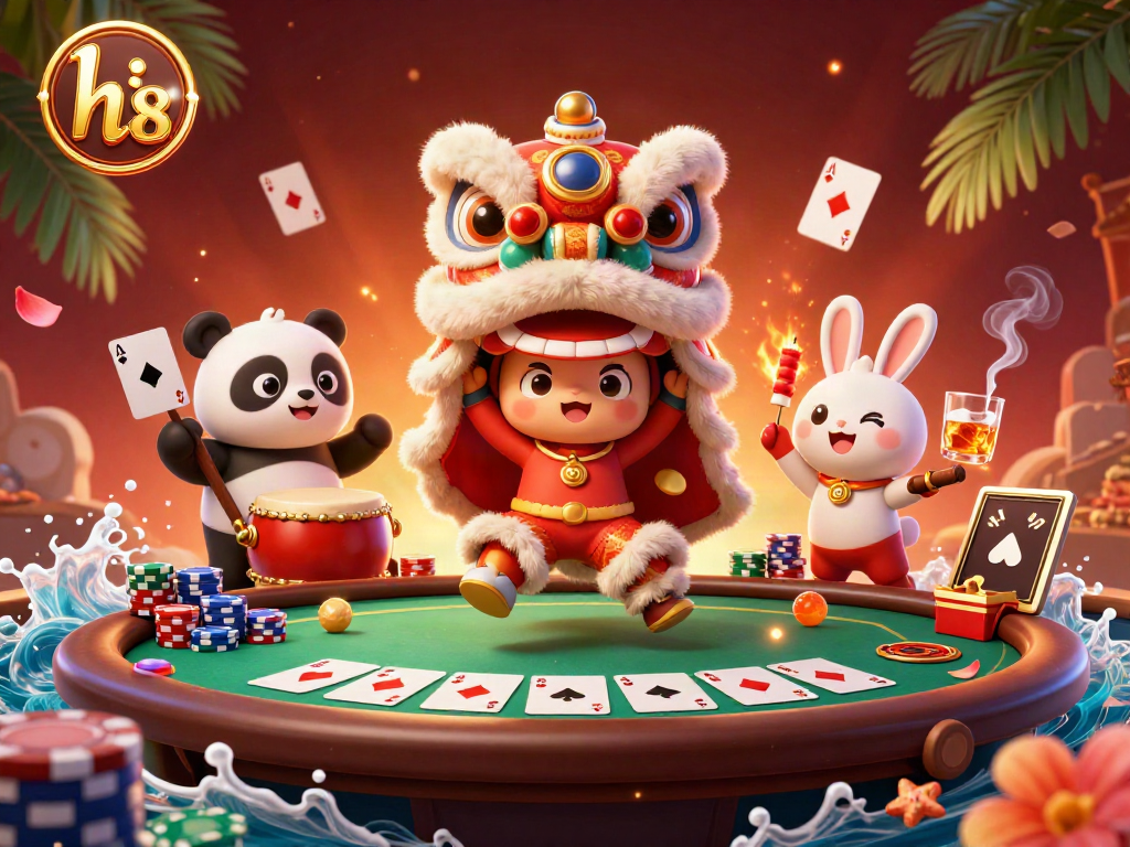 Experience the excitement of hi 88 with dynamic Asian casino characters engaged in thrilling gameplay.