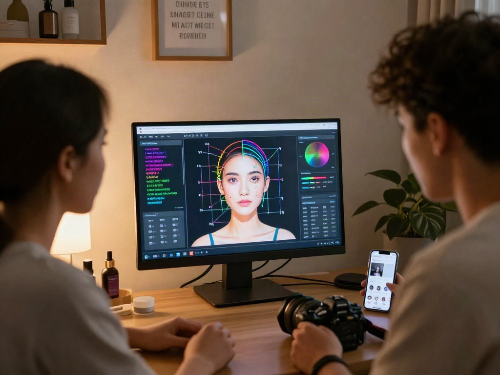 test of attractiveness analysis in a modern digital setting showcasing facial metrics and personal growth tools