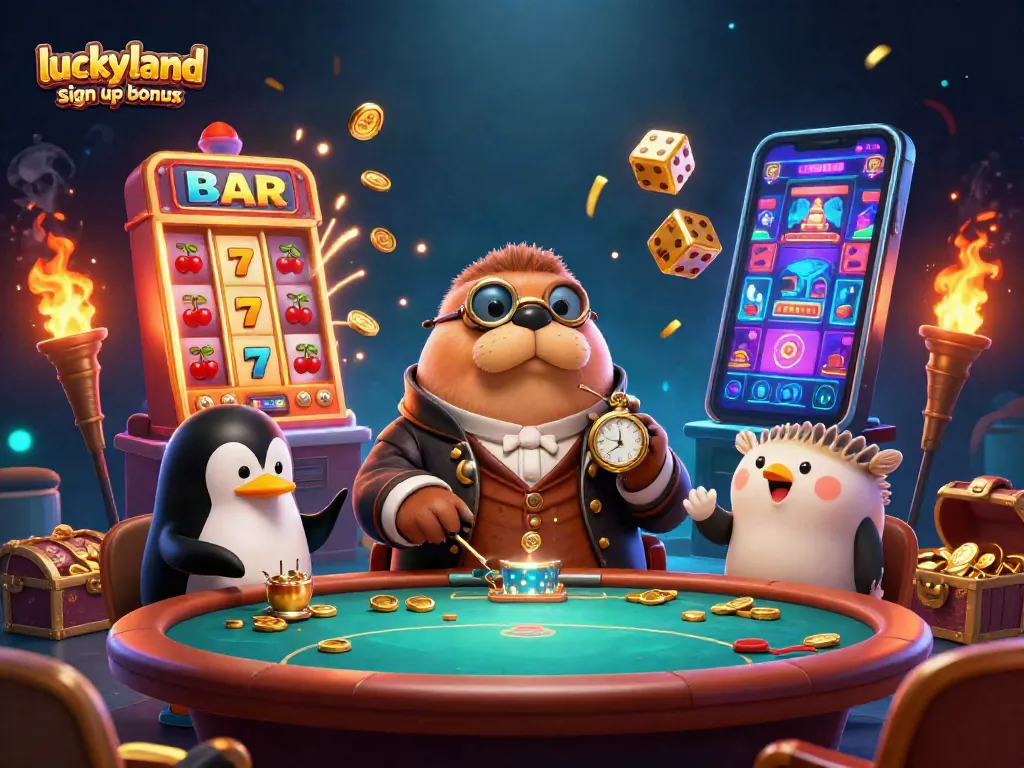Winning with luckyland slots sign up bonus and celebrating huge rewards in a dynamic casino scene.