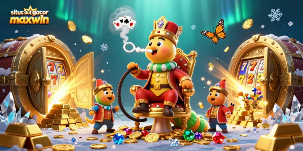 Win big at situs slot gacor maxwin with vibrant 3D illustration featuring unique casino elements.