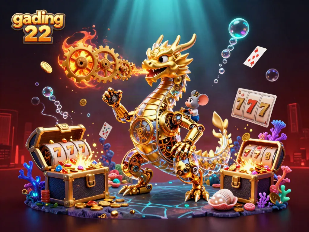 Experience the immersive thrill of gading 22 with vibrant 3D casino elements and the golden dragon.