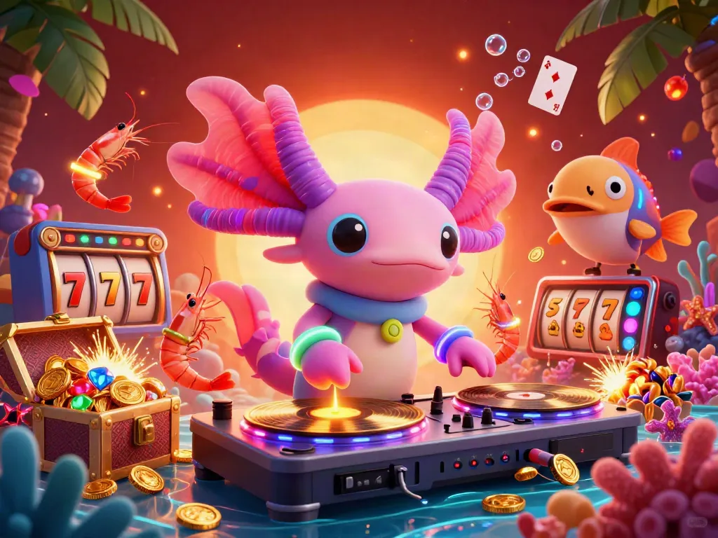 Experience thrilling gameplay with link slot and vibrant DJ characters spinning exciting jackpots.