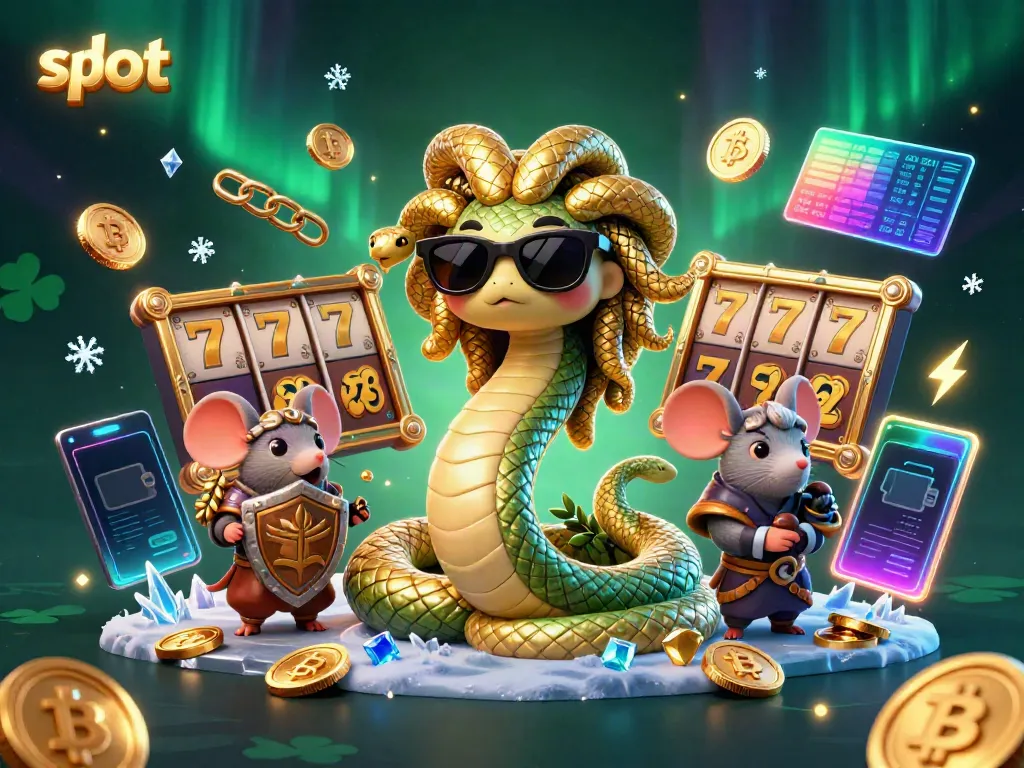 Engaging slot machine scene featuring Medusa and a warrior mouse amidst vibrant symbols and crypto elements