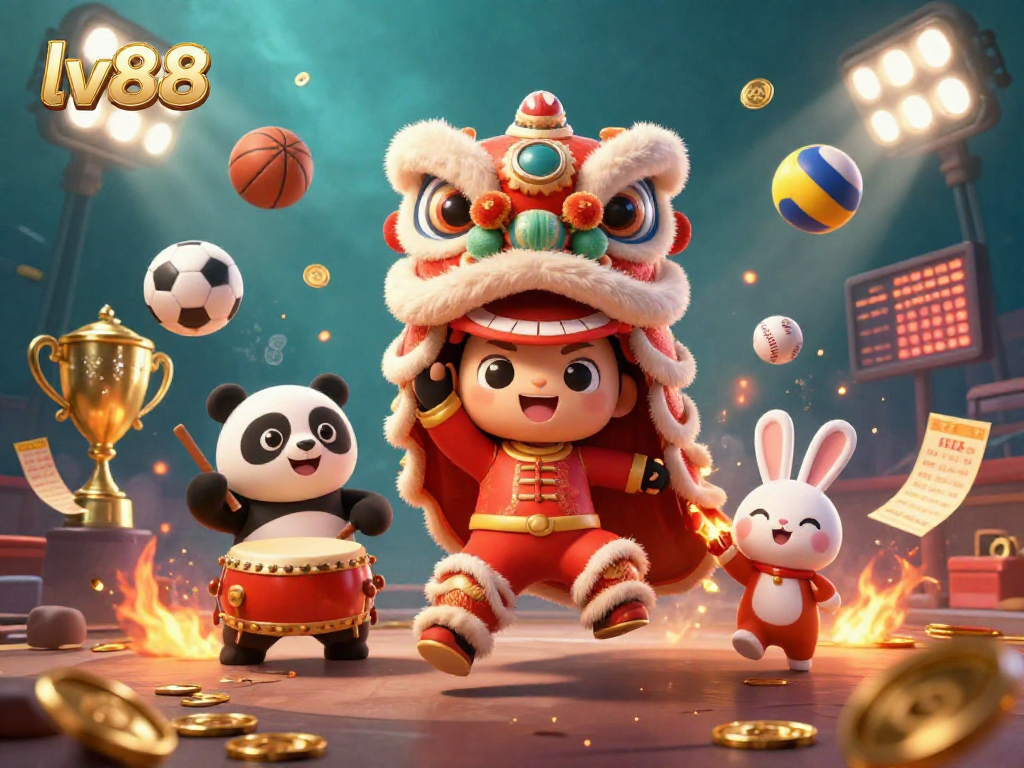 Experience thrilling action at lv88 with vibrant 3D casino characters, including sports elements and energetic visuals.