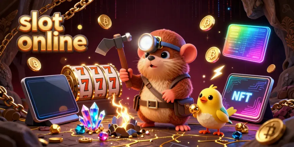 Spin slot online reels with a treasure hunter mole and a canary in a cave of gems.