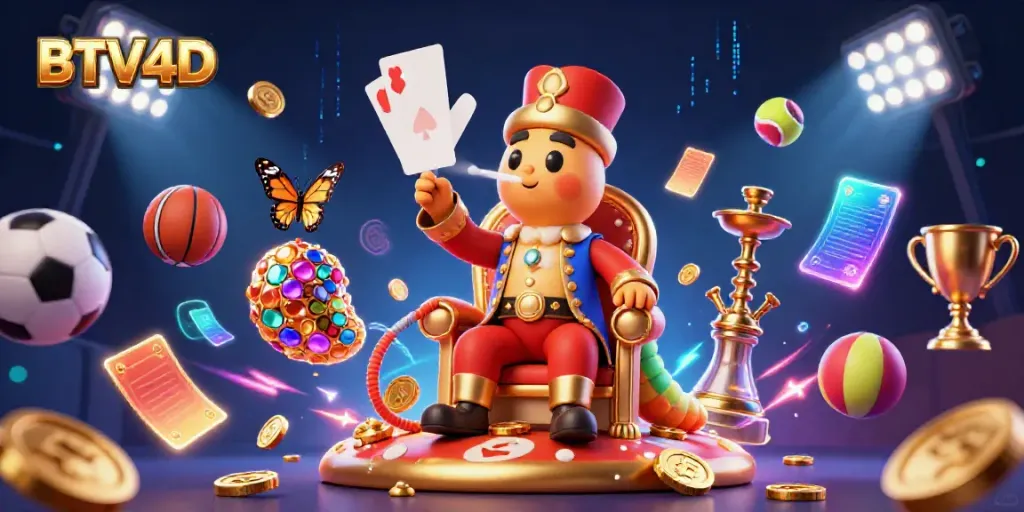 Menangkan hadiah di BTV4D dengan ilustrasi 3D kartun mega karakter di kasino.