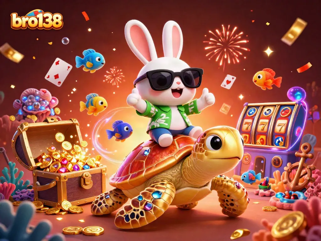 Spin to win with bro138 while enjoying vibrant 3D casino fun featuring lucky charms and treasures.