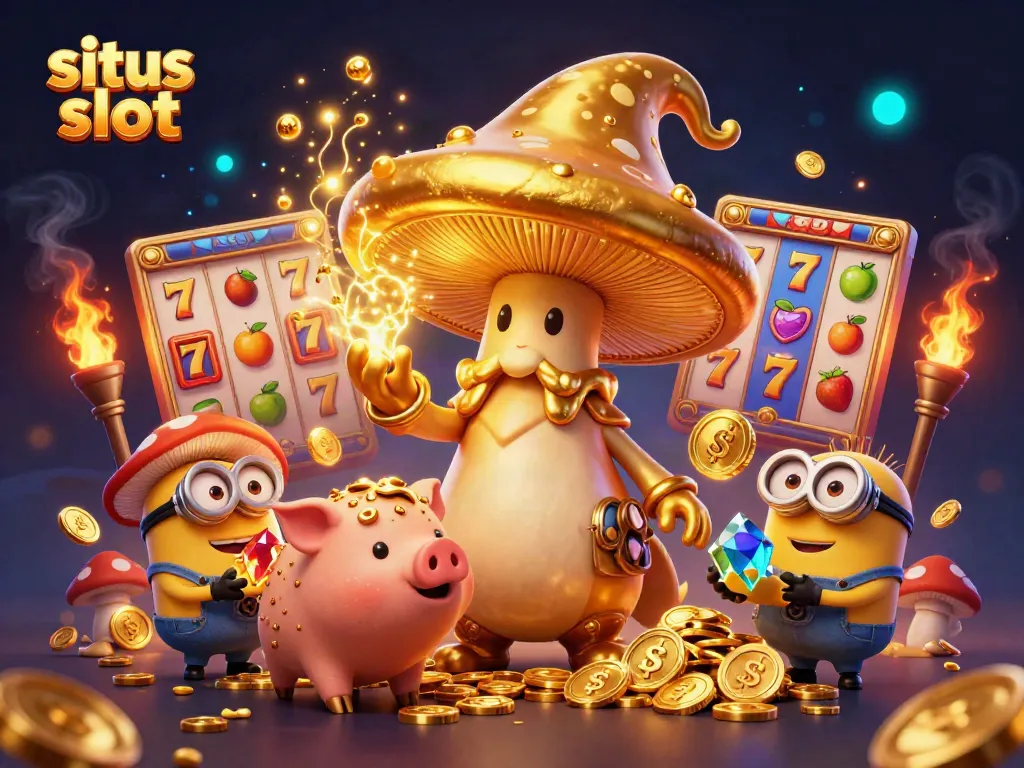 Experience the excitement of situs slot with golden magic and colorful game elements.