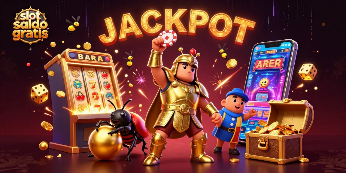 Experience slot saldo gratis wins with vibrant jackpot celebration in this colorful gaming illustration.