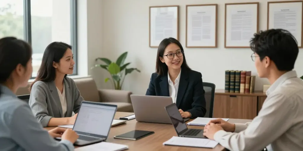 Find immigration attorney consultation in a professional legal office setting.