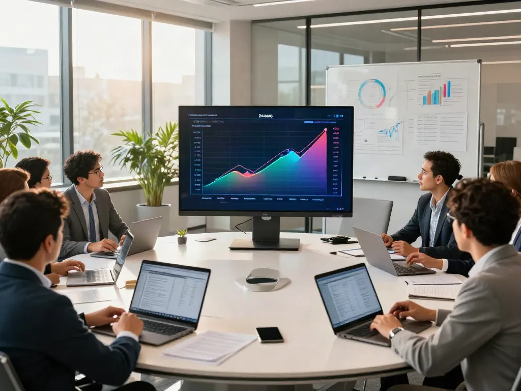 Meeting of financial analysts discussing the biggest US banks and their 2026 strategies.