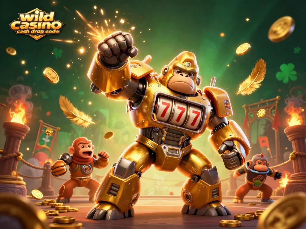 Engage with thrilling gameplay using the wild casino cash drop code in this vibrant 3D casino scene.