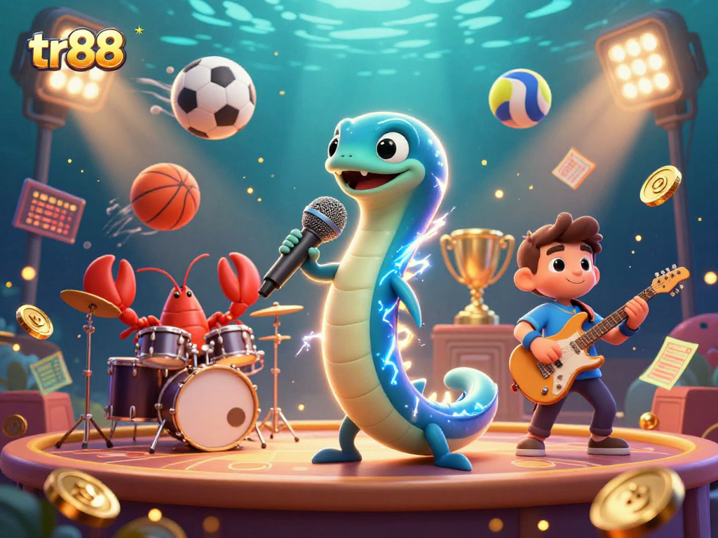 tr88 delivers an electrifying underwater casino concert scene with dynamic sports betting elements.