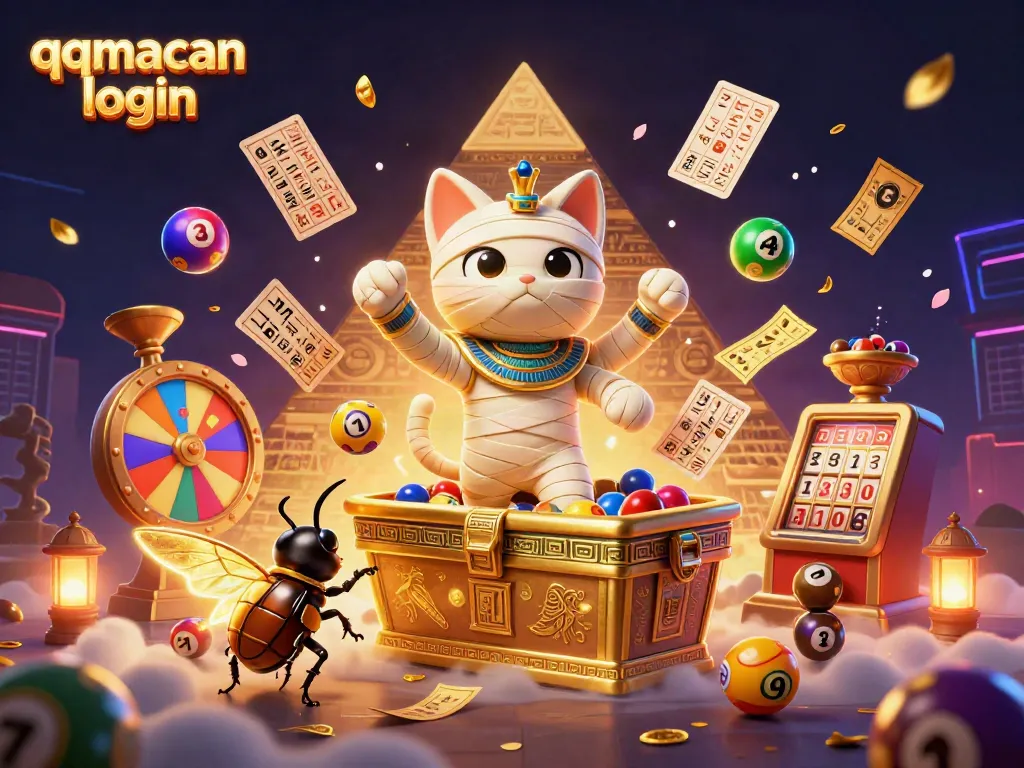 Experience the thrill of gaming with qqmacan login in a lively pyramid casino scene filled with colorful elements.