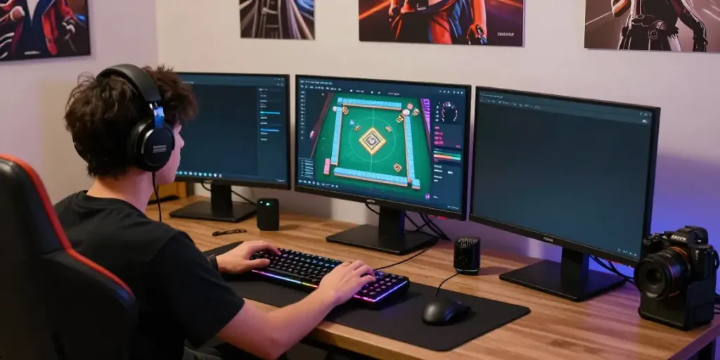 Engaging CIKA4D gaming scene with a player immersed in Mahjong gameplay.