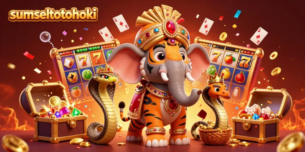 Experience thrilling jackpots at sumseltotohoki with colorful slot reels and a vibrant elephant scene.
